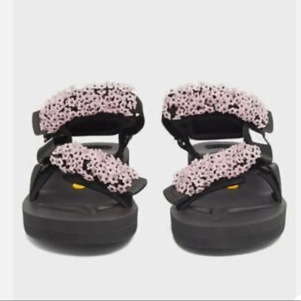 Cecilie Bahnsen X Suicoke Pink Maria Floral Beaded Sandals - Picture 1 of 7